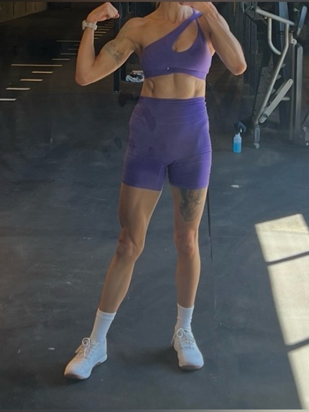 P'tula Purple High-Waist Shorts & One-Shoulder Sports Bra Set - Picture 3 of 3